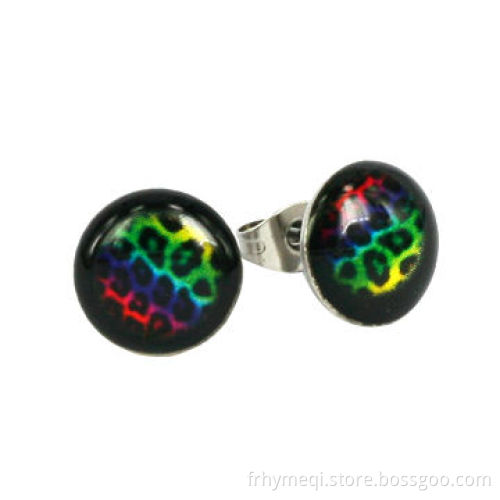 Stainless Steel Faux Earrings with Pic Inlay, Made of 316 Stainless Steel